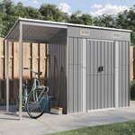 vidaXL Abri de jardin avec toit prolongé gris clair 277x110 5x181 cm