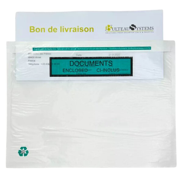 Pochette porte-documents adhésive en papier "Documents ci-inclus" 22 5X12 5 cm