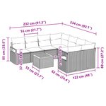 Ensemble de Canapé de Jardin 9 Pièces avec Coussins Noir Poly Rattan Acacia