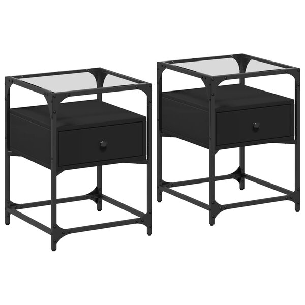 vidaXL Tables de chevet 2 Pièces noir 40x40x55 cm bois d’ingénierie