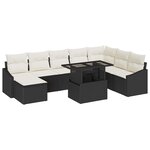 vidaXL Ensemble de Canapés avec coussin 9 Pièces Noir et Crème polyrotin