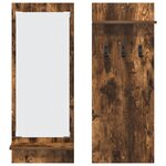 vidaXL Porte-manteau mural avec étagère avec stockage avec miroir Chêne fumé 70 x 10 x 90 cm