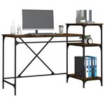 vidaXL Bureau et étagères chêne fumé 135x50x90cm bois d'ingénierie/fer