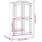 vidaXL Garde-robe avec 2 portes Gamme Corona pin mexicain