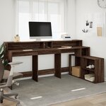 vidaXL Bureau et lumières LED chêne marron bois d'ingénierie