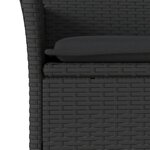 vidaXL Ensemble à manger de jardin et coussins 3 Pièces noir rotin acacia