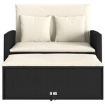 vidaXL Canapé de jardin avec coussins 2 places noir résine tressée