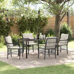 vidaXL Ensemble de Salle à Manger de Jardin 5 Pièces avec Coussins Noir en Rattan Poly