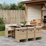 vidaXL Ensemble à manger de jardin et coussins 7 Pièces beige poly rotin