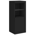 vidaXL Buffets avec lumières LED 3 Pièces noir bois d'ingénierie
