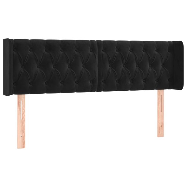 vidaXL Tête de lit avec oreilles Noir 163x16x78/88 cm Velours