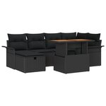 vidaXL Ensemble de Canapé de Jardin de 7 pièces avec Coussins Noir Rattan Poly