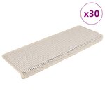 vidaXL Tapis d'escalier autocollants 30 Pièces 65x21x4 cm crème