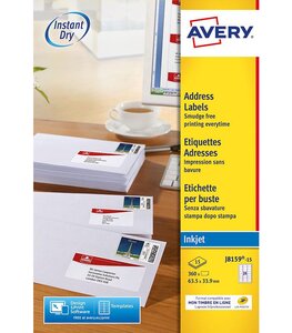 Etui de 360 étiquettes Mon Timbre en Ligne - Jet d'encre - 63,5 x 33,9mm AVERY