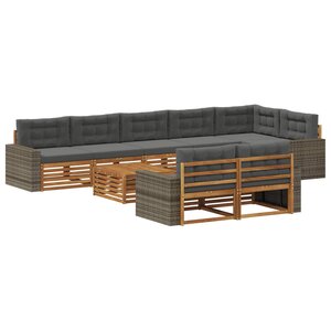 vidaXL Ensemble de canapés d'extérieur avec coussin 9 Pièces