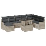 Ensemble canapé jardin vidaXL 9 pièces avec coussins gris clair en poly rattan