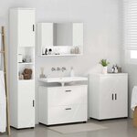 vidaXL Ensemble de mobilier de salle de bain 4 Pièces Blanc brillant