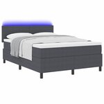 vidaXL Lit à ressort LED Gris foncé et blanc 140 x 190 cm