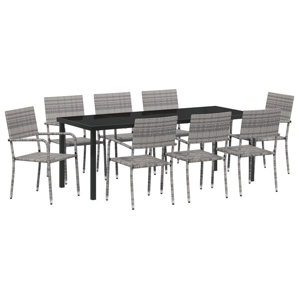 vidaXL Ensemble de Jardin 9 pièces Gris Rattan Poly