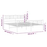 vidaXL Cadre de lit métal sans matelas avec pied de lit noir 193x203cm