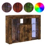 vidaXL Meuble TV LED d'Angle Montage mural Chêne fumé 105 x 40 x 68 cm