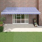 vidaXL Auvent rétractable automatique bleu et blanc 5x3 m