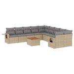 vidaXL Salon de jardin et coussins 11 Pièces mélange beige résine tressée