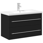 vidaXL Armoire lavabo de salle de bain avec bassin intégré noir