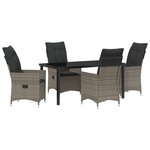 vidaXL Ensemble de Salle à Manger de Jardin 5 Pièces avec Coussins Gris Poly Rattan