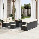 vidaXL Ensemble de canapé de jardin 10 Pièces Noir Poly rotin