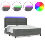 vidaXL Lit à ressorts avec matelas et LED gris foncé  200x200 cm en tissu