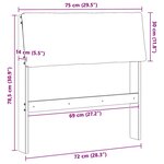 vidaXL Tête de lit capitonnée Noir 75 cm Pin massif