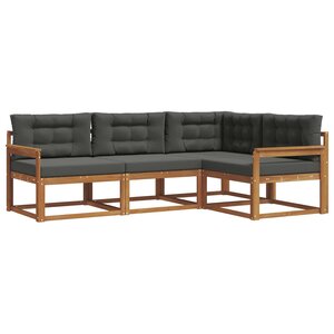 vidaXL Ensemble de canapés d'extérieur 4 pc Naturel et Anthracite