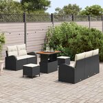 vidaXL Ensemble de canapé de jardin avec coussin 8 Pièces Noir et Crème