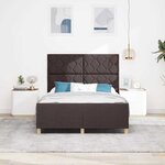 vidaXL Cadre de lit avec tête de lit Marron foncé 140 x 190 cm tissu