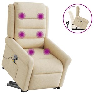 vidaXL Fauteuil inclinable de massage Crème Tissu