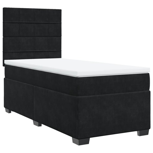 vidaXL Sommier à lattes de lit avec matelas Noir 100x200 cm Velours