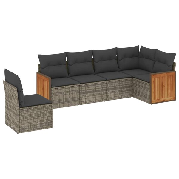 vidaXL Salon de jardin 6 Pièces avec coussins gris résine tressée