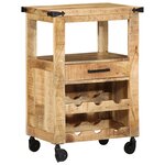 vidaXL Chariot de cuisine 55x40x80 cm Bois massif manguier brut
