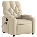 vidaXL Fauteuil de massage inclinable Crème Tissu