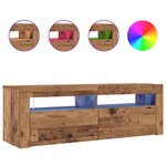 vidaXL Meuble TV avec lumières LED vieux bois bois d'ingénierie