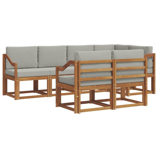 vidaXL Ensemble de canapés d'extérieur 7 Pièces Gris Naturel et Clair