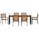 vidaXL Ensemble de salle à manger pour jardin 7 Pièces Noir