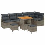 vidaXL Ensemble de canapé de jardin avec coussin 9 Pièces Gris