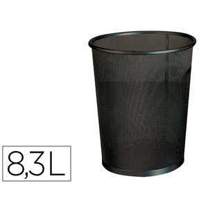 Corbeille à papier q-connect maille métallique forme circulaire 8.3l 235x260x190mm coloris noir