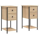 vidaXL Tables de chevet 2Pièces chêne sonoma 32x42x70cm bois d'ingénierie
