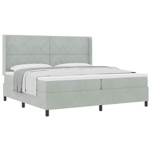 vidaXL Lit à ressorts avec matelas Gris clair 200 x 200 cm Velours