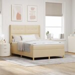 vidaXL Lit à ressorts avec matelas Crème 140 x 190 cm tissu