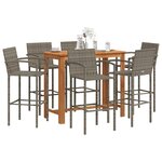 vidaXL Ensemble de bar de jardin 7 Pièces gris bois massif acacia rotin