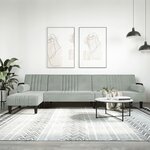 vidaXL Canapé-lit en forme de L gris clair 260x140x70 cm velours